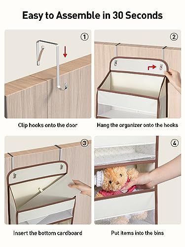 1 Pc 5 Tier Over the Door Organizer with 15 Pockets (Beige / 5 Tier)
