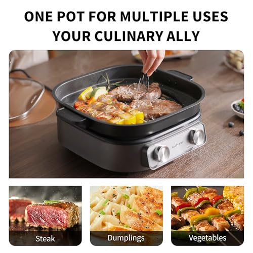 6 Quart Electric Skillet with Grill (Black)