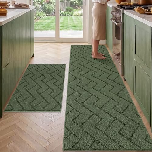 Kitchen Runner Rug (Green / 24"x71"+24"x35")