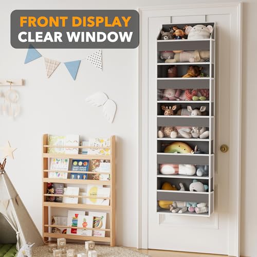 1 Pack Over The Door Organizer with 5 Large Pockets and 10 Mesh Side Pockets (1 Pack / Gray)