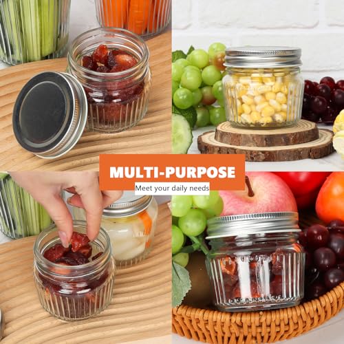 Small Glass Mason Jars with Lids (Vintage 4oz 8pack)