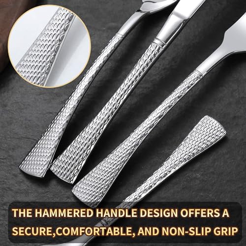 Hammered Silverware Set (Silver / 30 Pieces Set)