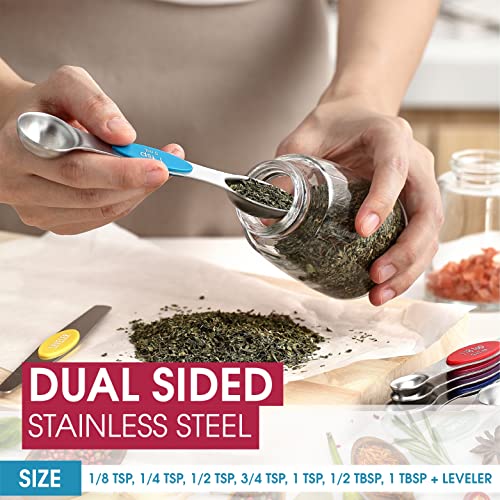 Stainless Steel 8 Magnetic Measuring Spoons (Multicolor / 2-Pack)