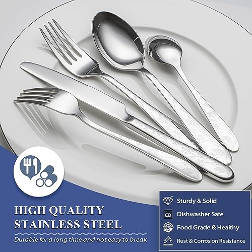 40 Piece Silverware Set Service for 8 (Silver Daisy)