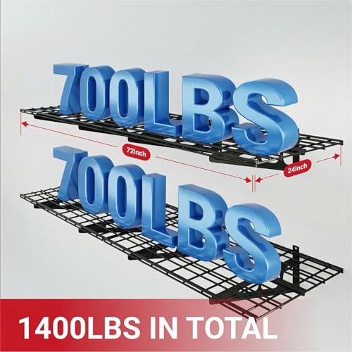 2 Pack Garage Shelving with Hooks (Black / 2 pack-2x6 ft w/hooks)