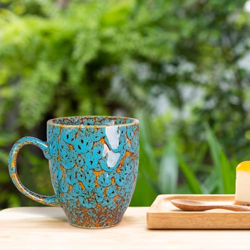 16oz Ceramic Coffee Mug Tea Cup with Handle Novelty Mug for Office and Home (Blue-1)