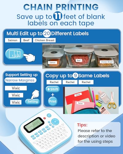 Label Maker Machine with Tape (Blue Label Maker)