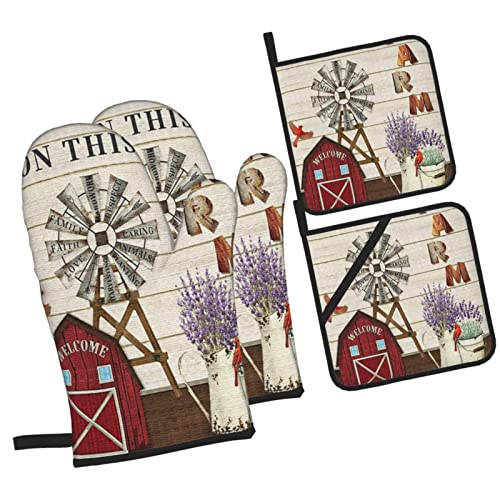 Oven Mitts and Pot Holders Sets of 4 (Pot Holders-437)