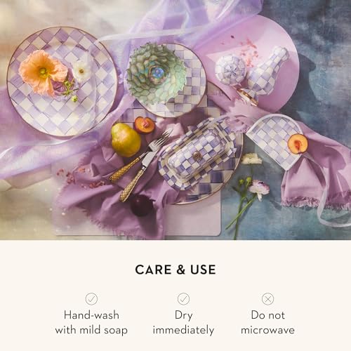 Enamel Round Tray (Violet Check)