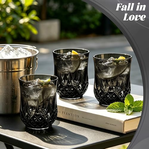 40 Pack Plastic Stemless Wine Glasses (Black)