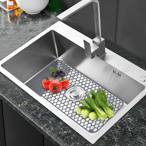 Sink Mat Sink Protectors for Kitchen Sink By Better Housewares Wok Stand Strong Adsorption And Skid Resistance PVC Free Silicone Sink Mat (26" x 14")