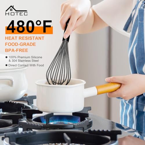 4 Pieces Silicone Whisks Set (Black)