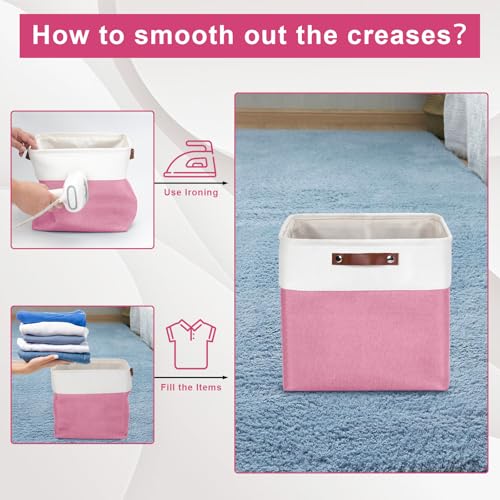 13x13 Cube Storage Bins (Pink / Off-White / Cube - 13"x13"x13")