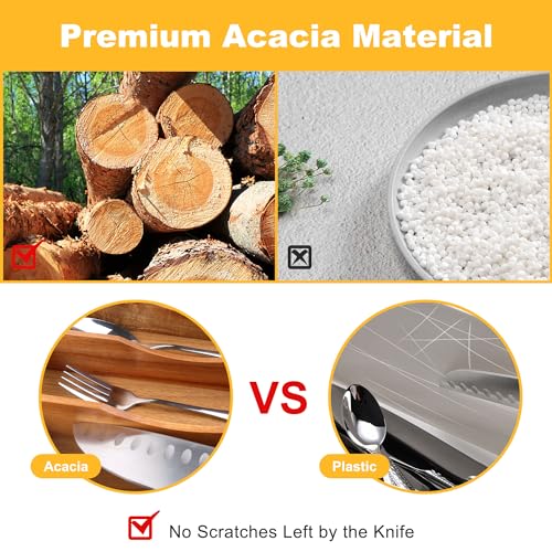 Kitchen Acacia Silverware Organizer