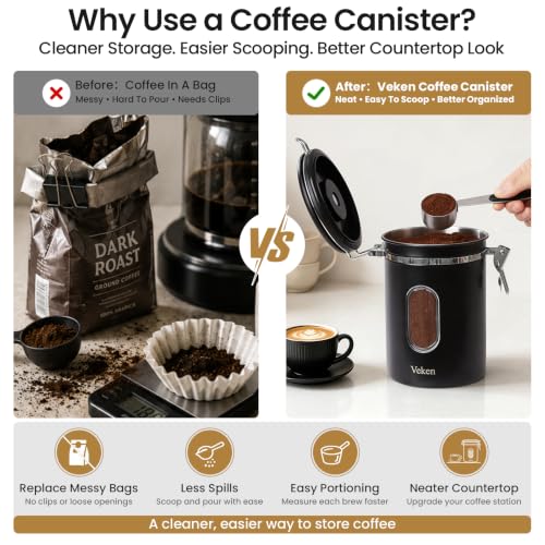 Coffee Canister with Window (Black / 22 oz)