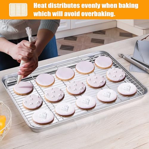 20x14 Inch XL Stainless Steel Baking Sheet with Cooling Rack Set (20x14x1.2)