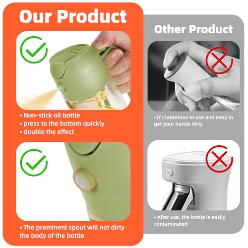 16oz 470ml Glass Olive Oil Sprayer for Cooking (Black&Green)