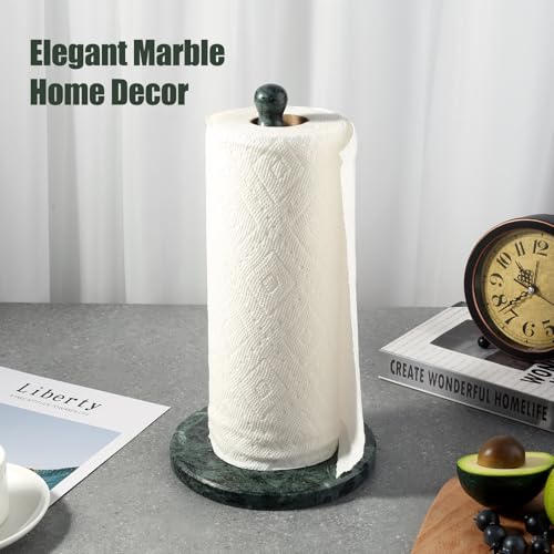 Italian Natural Marble Paper Towel Holder Countertop (Green Marble-alpi Green / 7" Base)