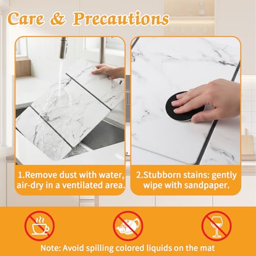 Stone Dish Drying Mat for Kitchen Counter (24*16'')