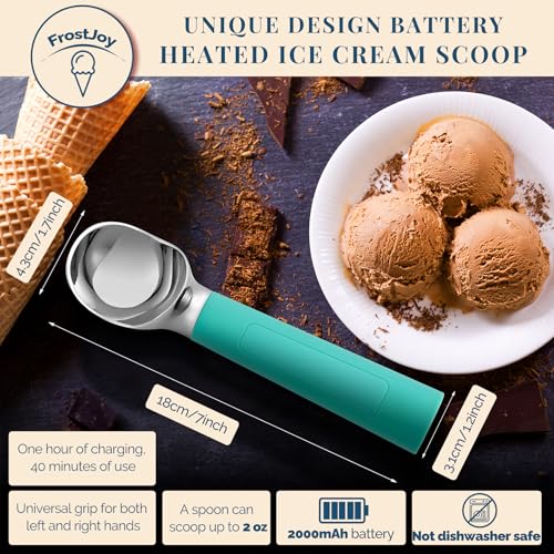 Heated Ice Cream Scoop Rechargeable (Retro Mint / 2 oz)