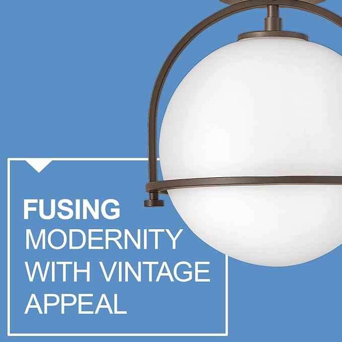 Hinkley Somerset 3407KZ Small Pendant Light, Adjustable Height, for Even or Sloped Ceilings, Etched Opal Globe, Vintage Chic, Buckeye Bronze