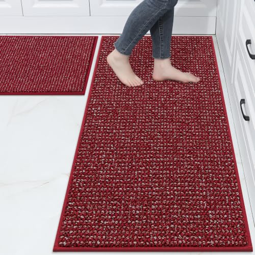 Kitchen Rugs and Mats 2PCS Non (Red / 24"x36"+24"x60" (Rectangular))