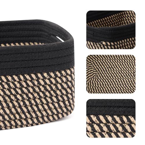 Small Storage Baskets for Organizing (3pcs-L13xW8.5xH5.1" / Black/Brown)