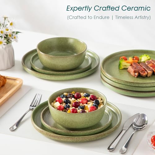 Plates and Bowls Sets (Mossy Green / 24 Pcs (Service for 8))