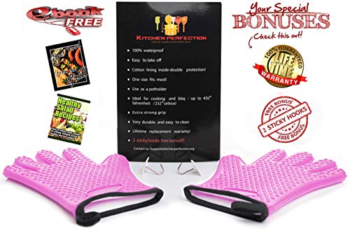 Silicone Smoker Oven Gloves (Pink / One Size Fits Most)