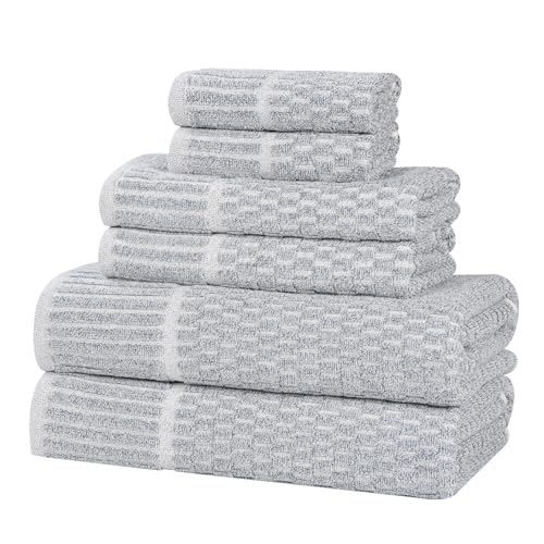Juno Viscose Cotton Blend Medium Weight Towels (6 Piece Towel Set / Denim Blue)