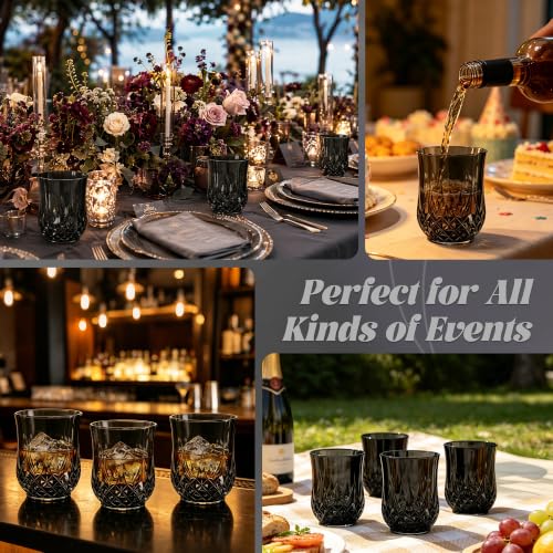 40 Pack Plastic Stemless Wine Glasses (Black)