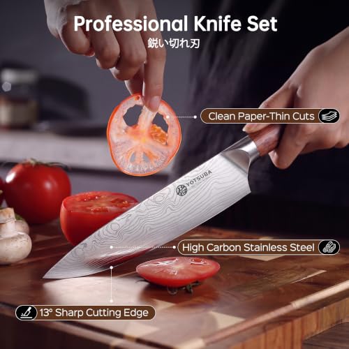 14 PCS Japanese Knife Set with Block and Sharpening Rod (14PCS knife block set)
