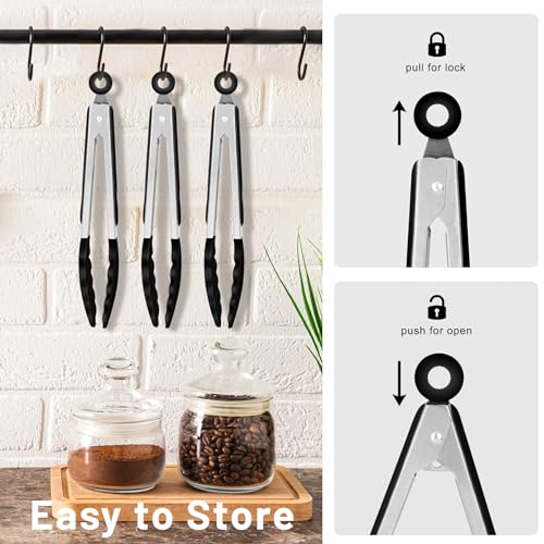 Small Silicone Kitchen Tongs 7 (Black)