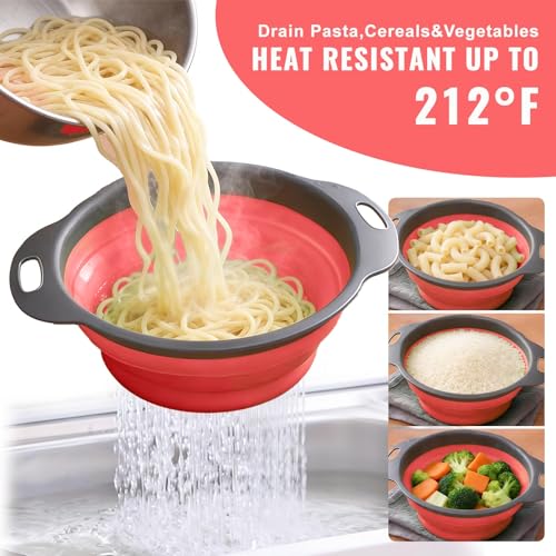 2 Pack Collapsible Silicone Colander with Handle (2 Count)
