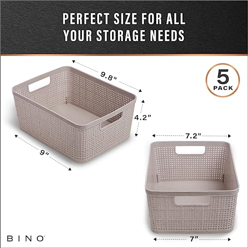 Woven Plastic Basket (Natural Grey / 5PK- S)