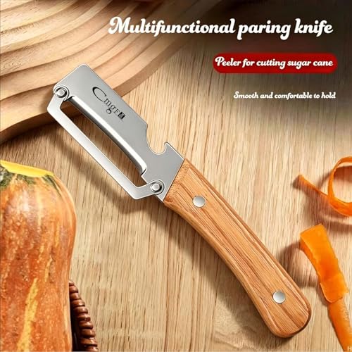 Left Handed Vegetable Peeler Wooden Stainless Blade for Fruit Potato (Standard / Walnut/Silver)