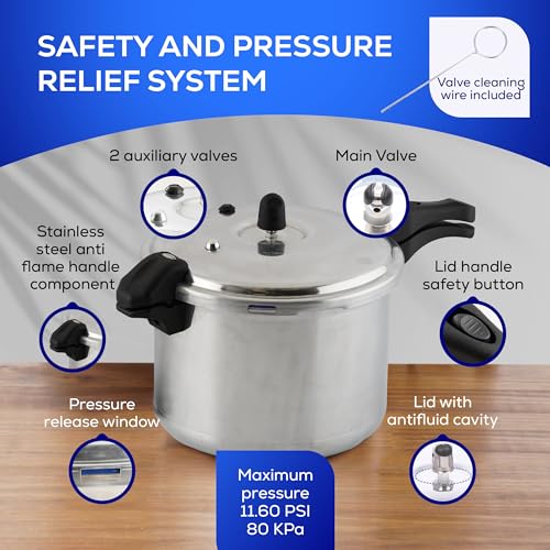 6.3 Quart / 6 Liter) Olla de Presion, Aluminum Stovetop Pressure Pot with 6 Safety Systems, 7-Serving Family Size, Pressure Cooker made in Colombia, 25-Year Warranty
