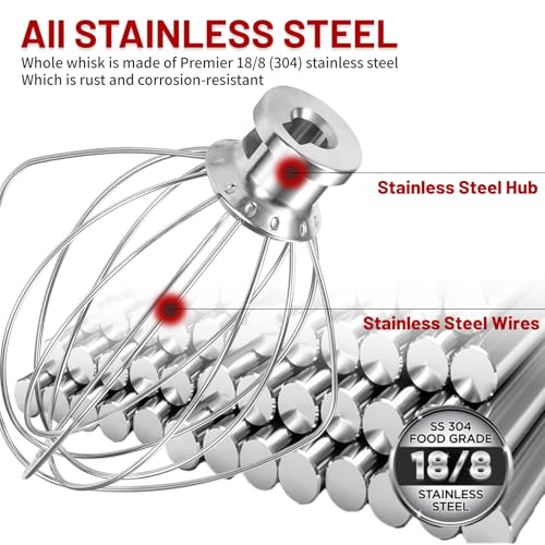 K45WW 6 Wire Whip Attachment for KitchenAid 4.5 5 Quart Tilt (Fits All 4.5&5 QT Tilt-Head Stand Mixer)