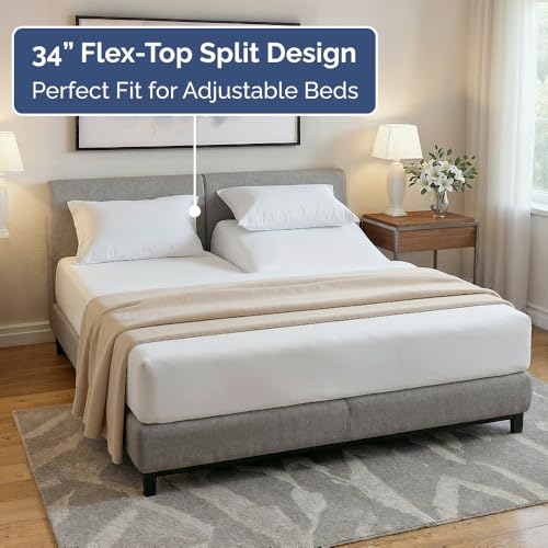 Flex Top Split Head King 4 Piece Sheet Set (01 - White / Split Head/Flex Top)