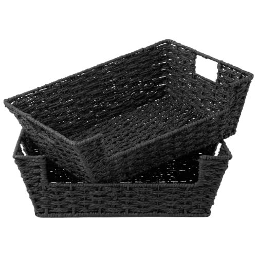 Pantry Baskets for Organizing (Black / 16 ½"L x 12 ½"W x 5"H)