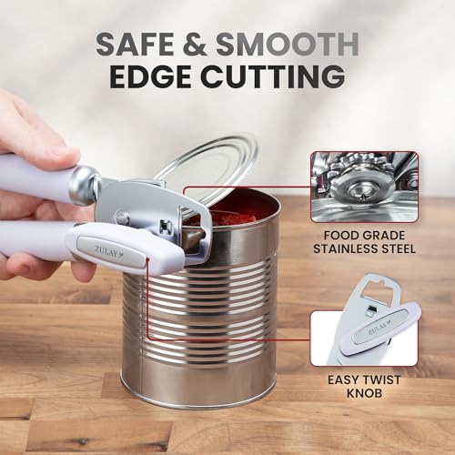Manual Can Opener Heavy Duty Patented Stainless Steel (Spring Lilac / Comfy Grip)