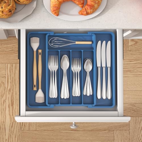Expandable Silverware Drawer Organizer (Atlantic Blue / Medium Wide(8.5-14''W x 12''D))