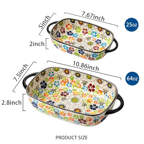 Retro pastoral style Ceramic Baking Dish Rectangular Bakeware Set Baking Pan (Green Traces)