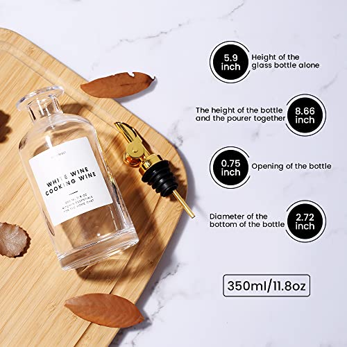 Oil and Vinegar Dispenser with Metal Pour Spout (350ml, Set of 2 Bottles / Silver)