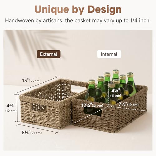 Wicker Baskets for Organizing (Natural (Seagrass) / 2x 13"L x 8¼"W x 4¾"H)