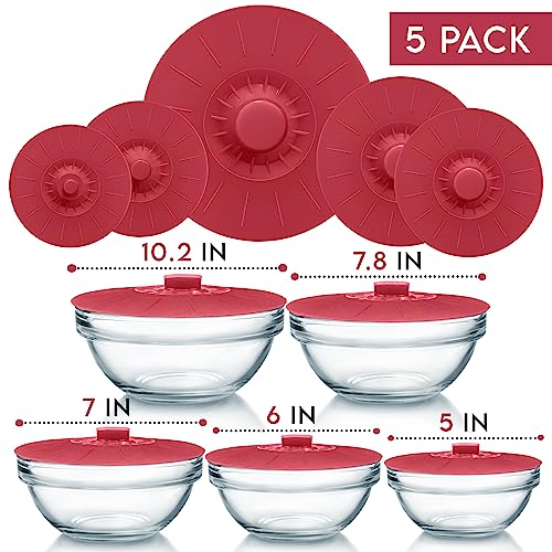 Silicone Bowl Lids Red (5 Piece / Red)