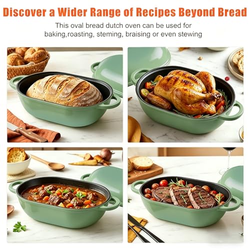 5 QT Enameled Cast Iron Sourdough Bread Oven (Fig Green / 5 QT)