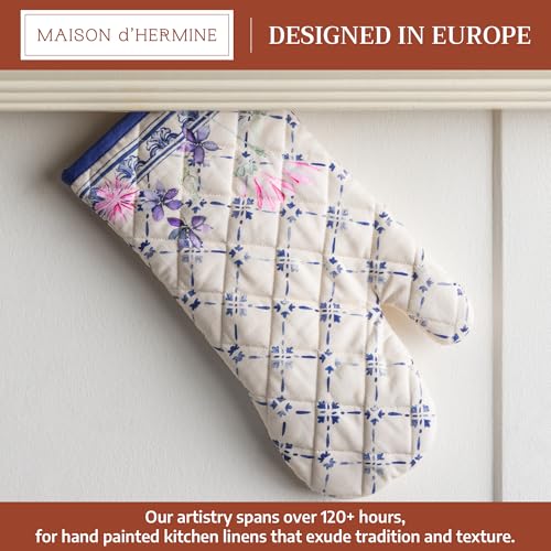 Maison d'Hermine Oven Gloves 100% Cotton Oven Mitt (015 - Faience / 7.5" x 13" (Oven Mitt))