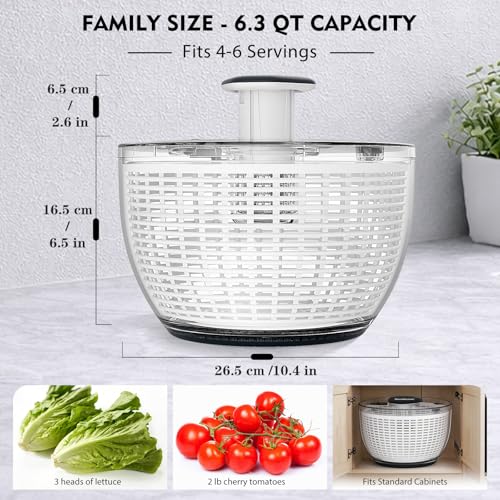 6.3 QT Salad Spinner with Fully Removable Lid (6.3 QT)