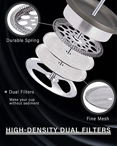 POLIVIAR French Press Coffee Maker (Grey / 12 oz)